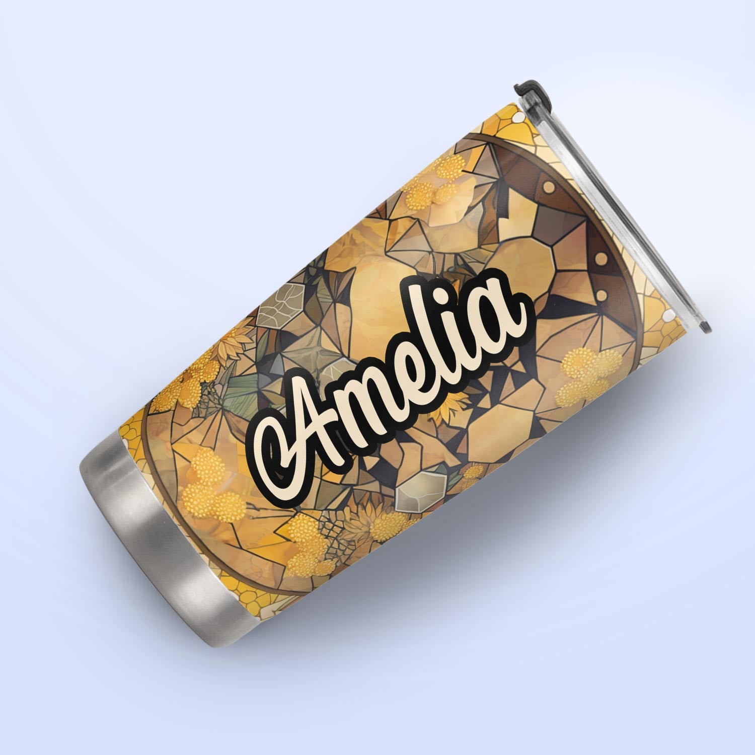 Fox Citrine Crystal Mosaic HTRZ14098500DD Stainless Steel Tumbler