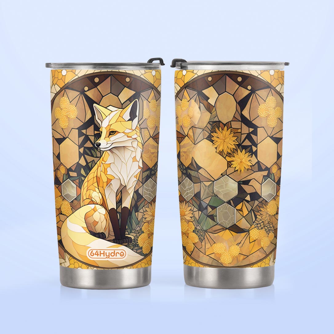 Fox Citrine Crystal Mosaic HTRZ14098500DD Stainless Steel Tumbler