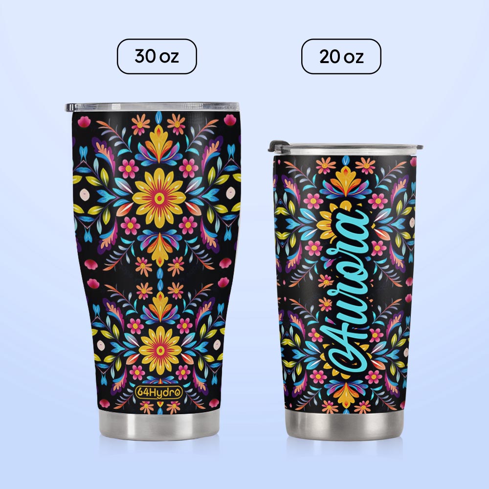 Gardening Mexican Flower Pattern HTRZ25091467LV Stainless Steel Tumbler