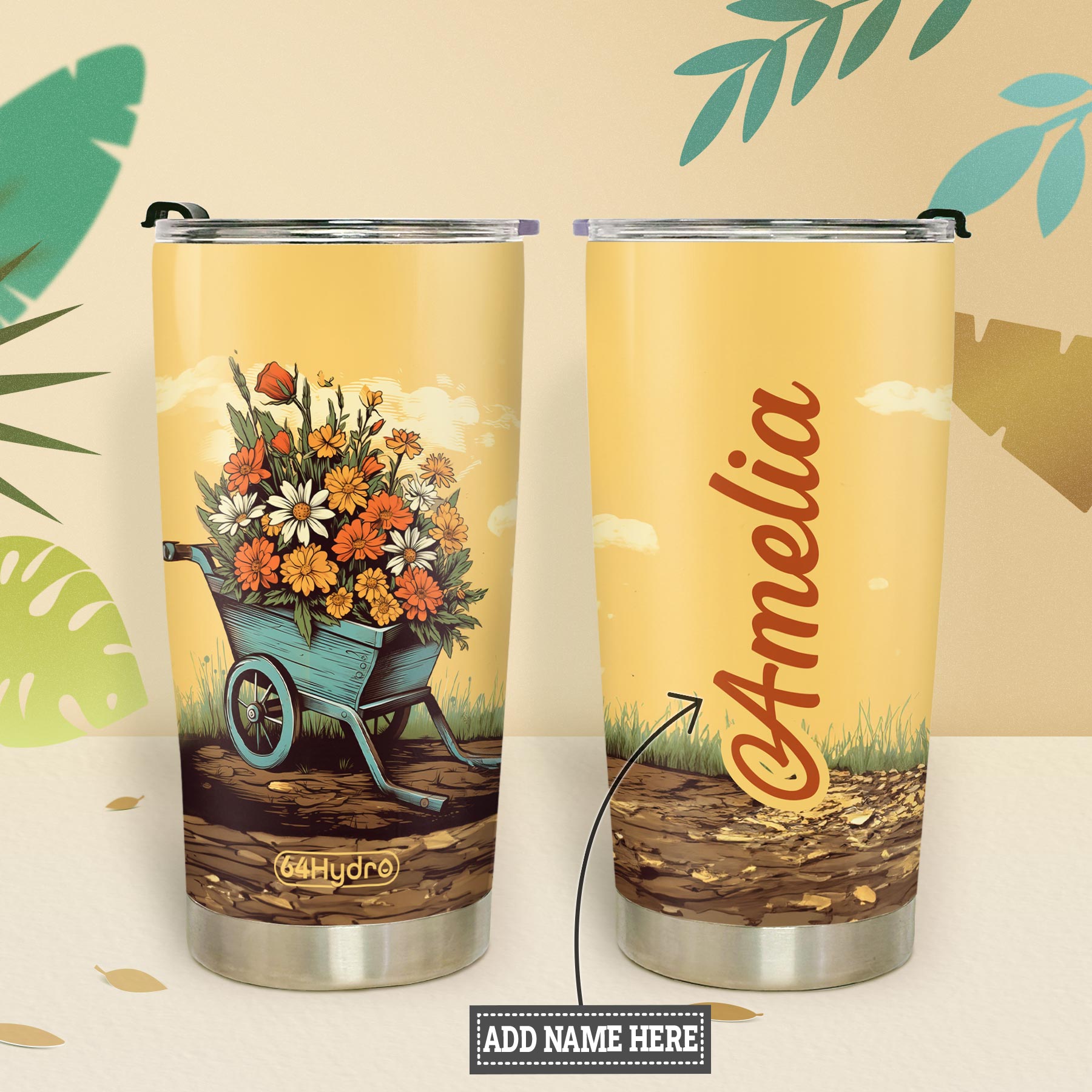 Gardening Wheelbarrow HTRZ25095621YI Stainless Steel Tumbler