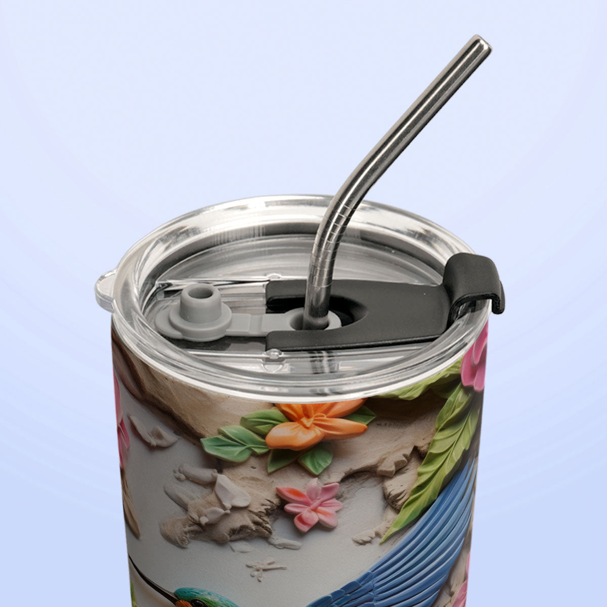 Hummingbird Colorful Garden Plaster Carving HHAY100723726 Stainless Steel Tumbler