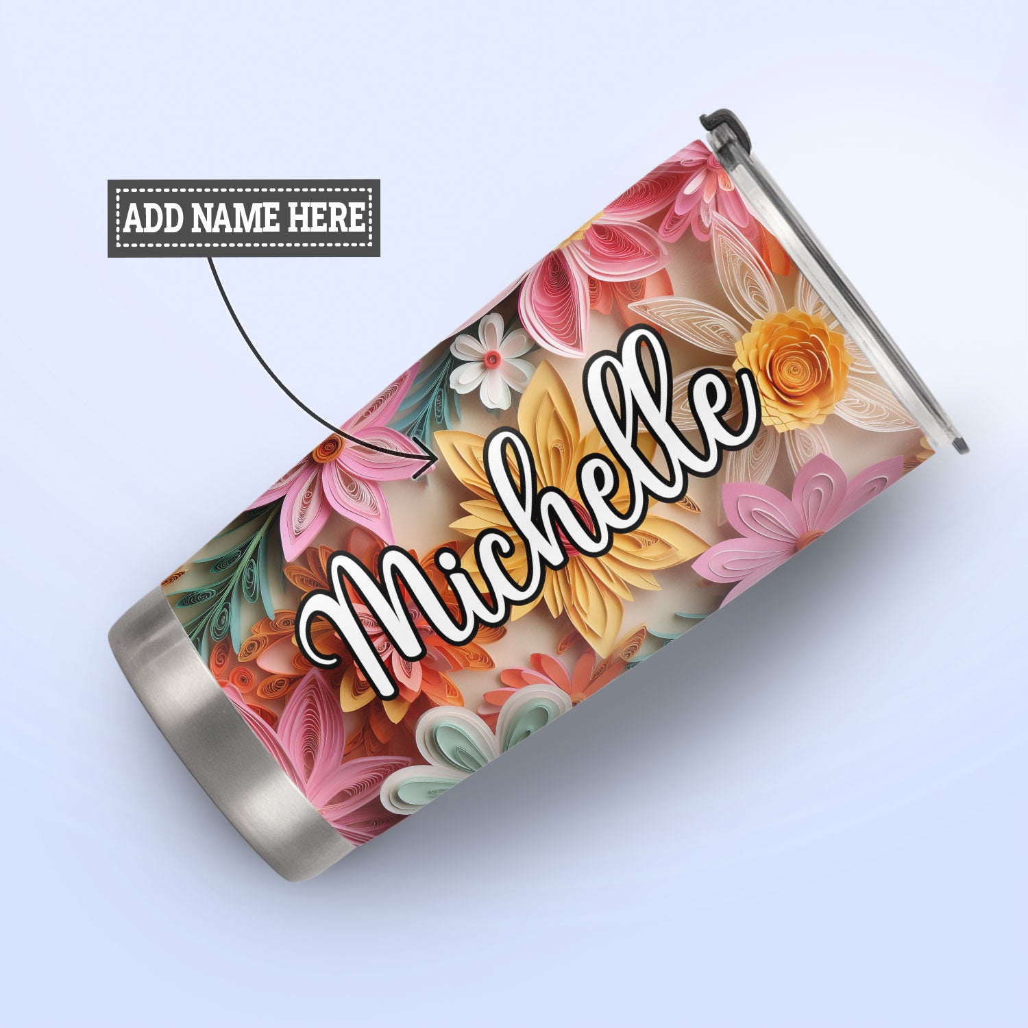Hummingbird Flowers Paper Quiling HHAY060723187 Stainless Steel Tumbler
