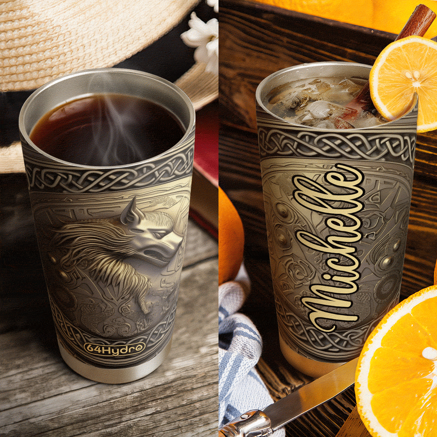 Knotwork Fenrir Golden Metallic HHAY070723534 Stainless Steel Tumbler