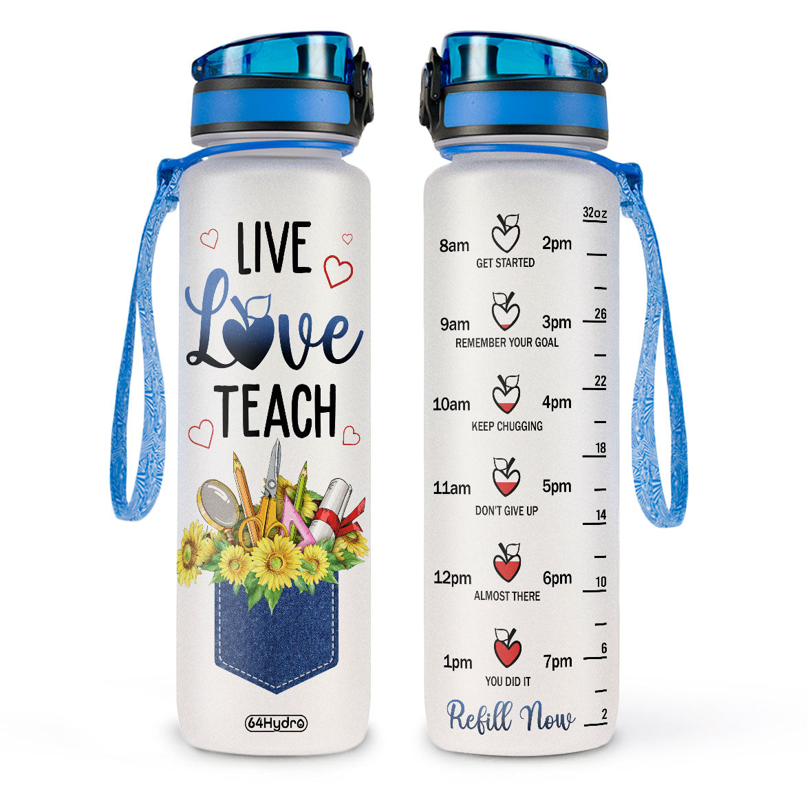 Live Love Teach HHRZ27077604AB Water Tracker Bottle
