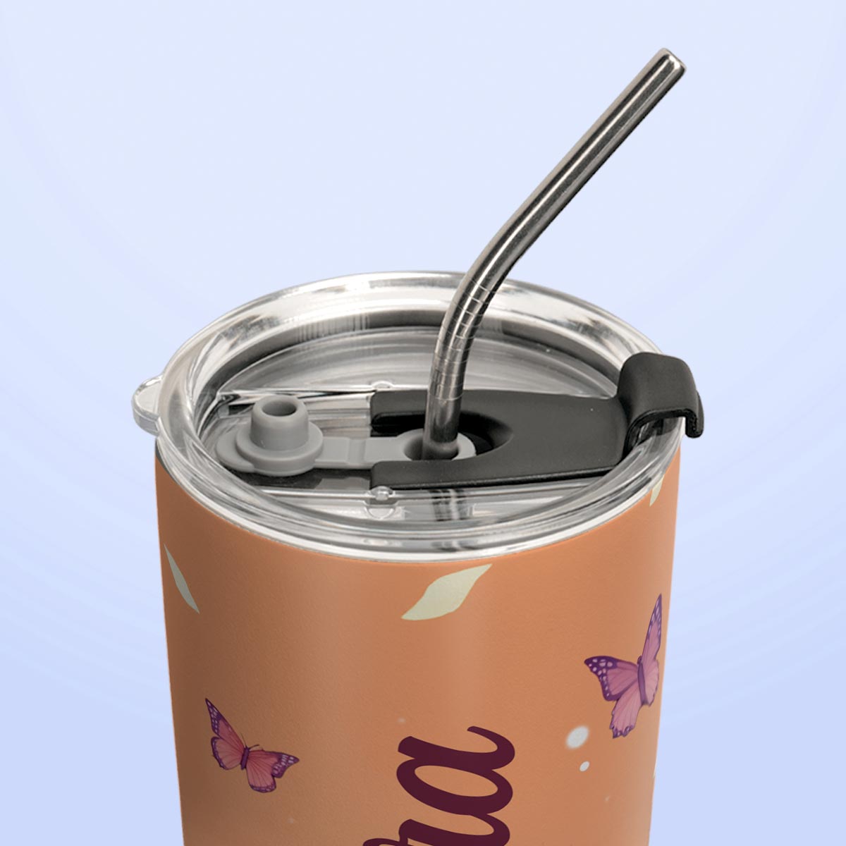 Lovely Black Woman Butterfly HHRZ20098097DP Stainless Steel Tumbler