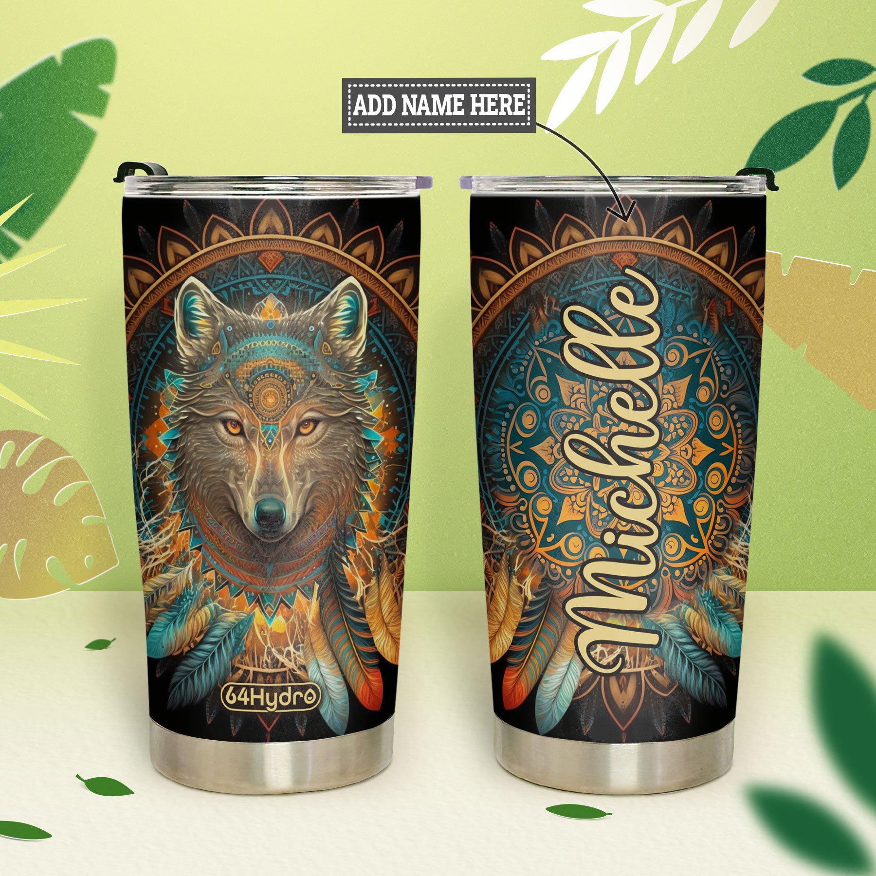 Mandala Wolf HHAY070723308 Stainless Steel Tumbler
