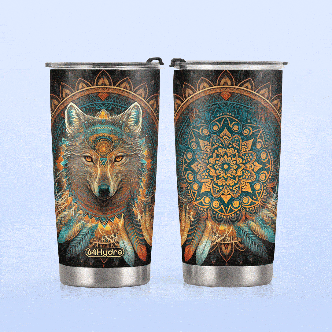 Mandala Wolf HHAY070723308 Stainless Steel Tumbler