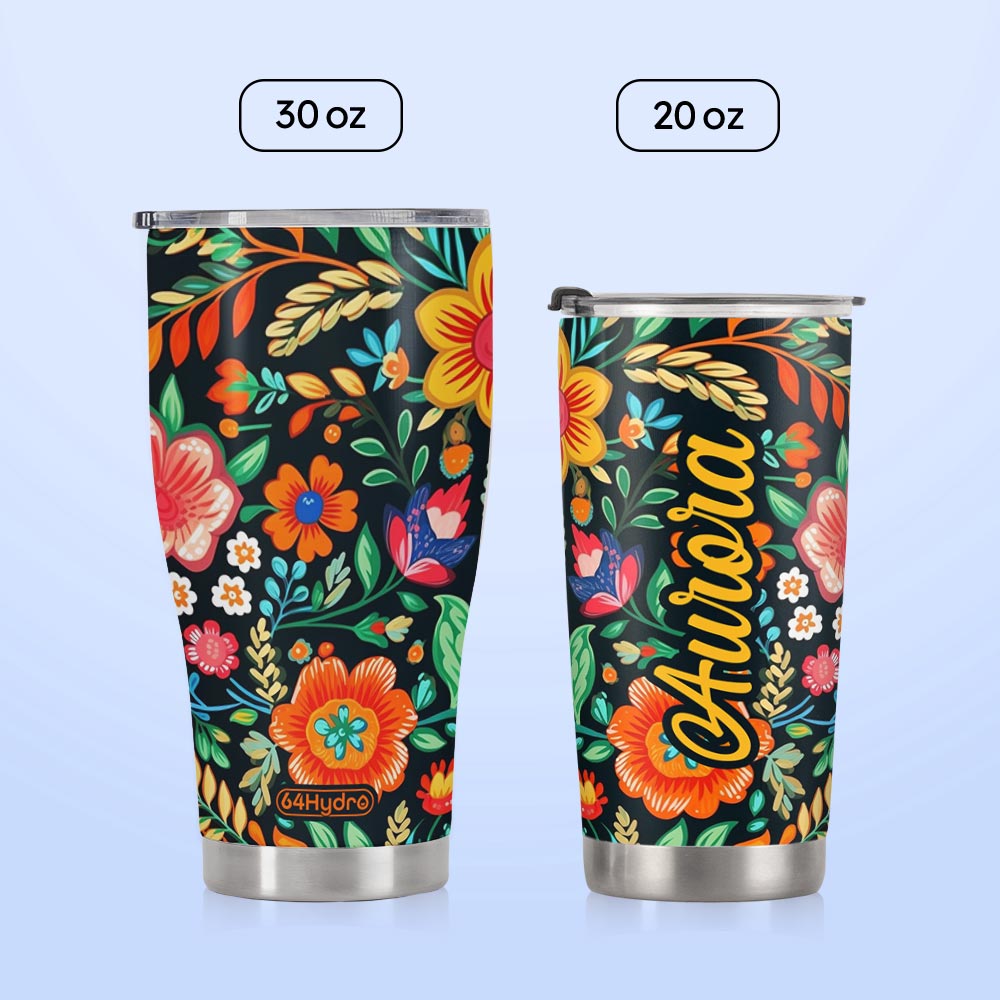 Mexican Gardening Flower Pattern HTRZ25091803JK Stainless Steel Tumbler