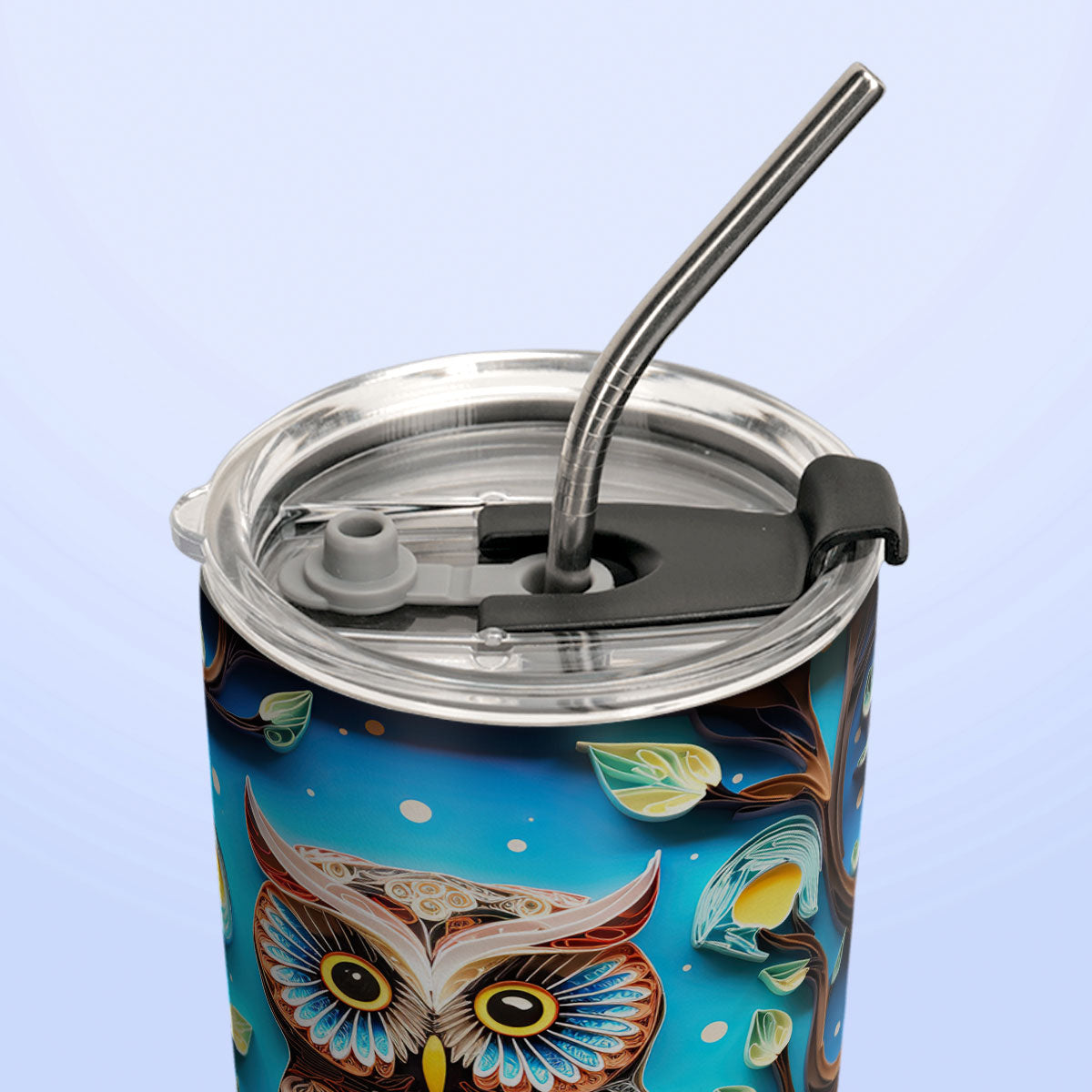 Owl In Night Forest Paper Quiling HHAY060723472 Stainless Steel Tumbler