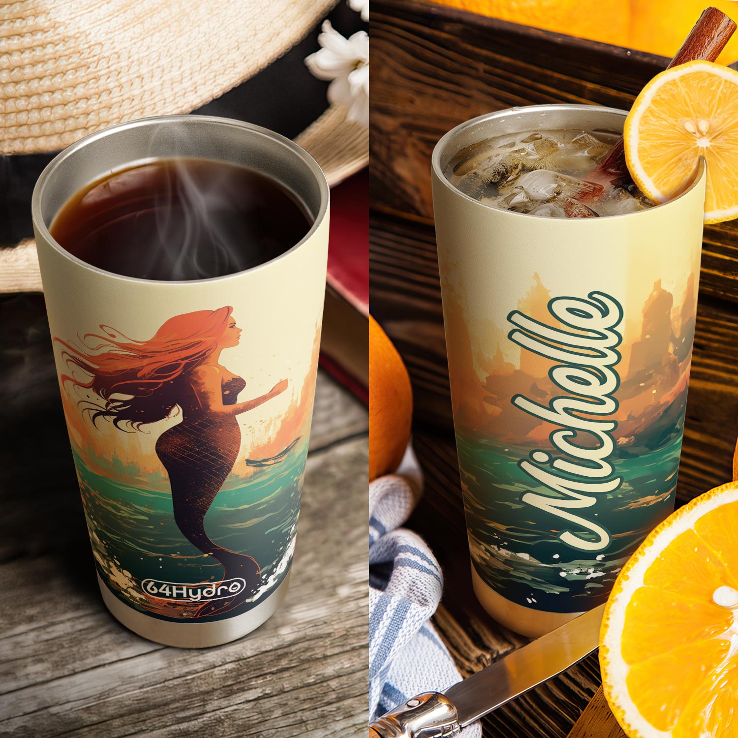 Retro Mermaid HHRZ20091679VM Stainless Steel Tumbler
