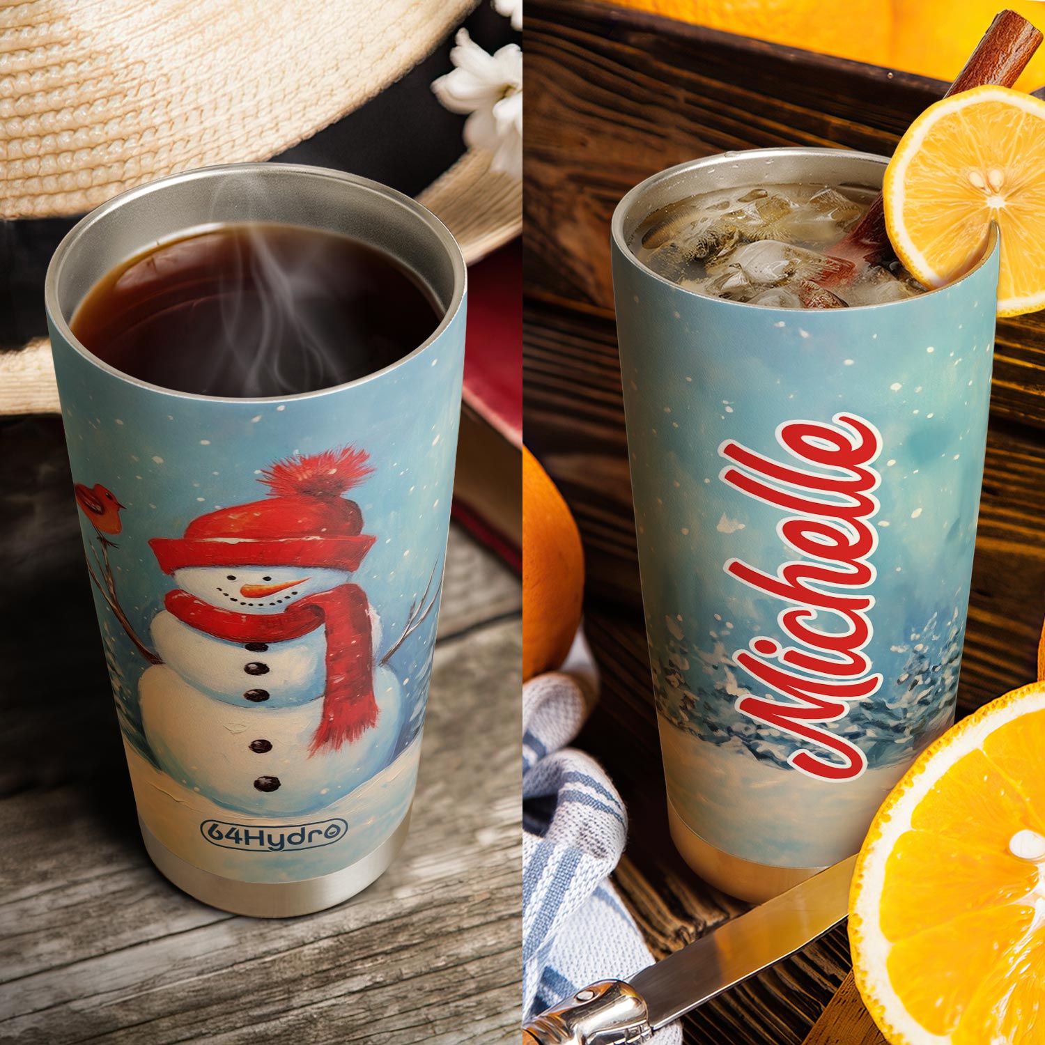 Snowman Painting Style HTRZ19092291FV Stainless Steel Tumbler