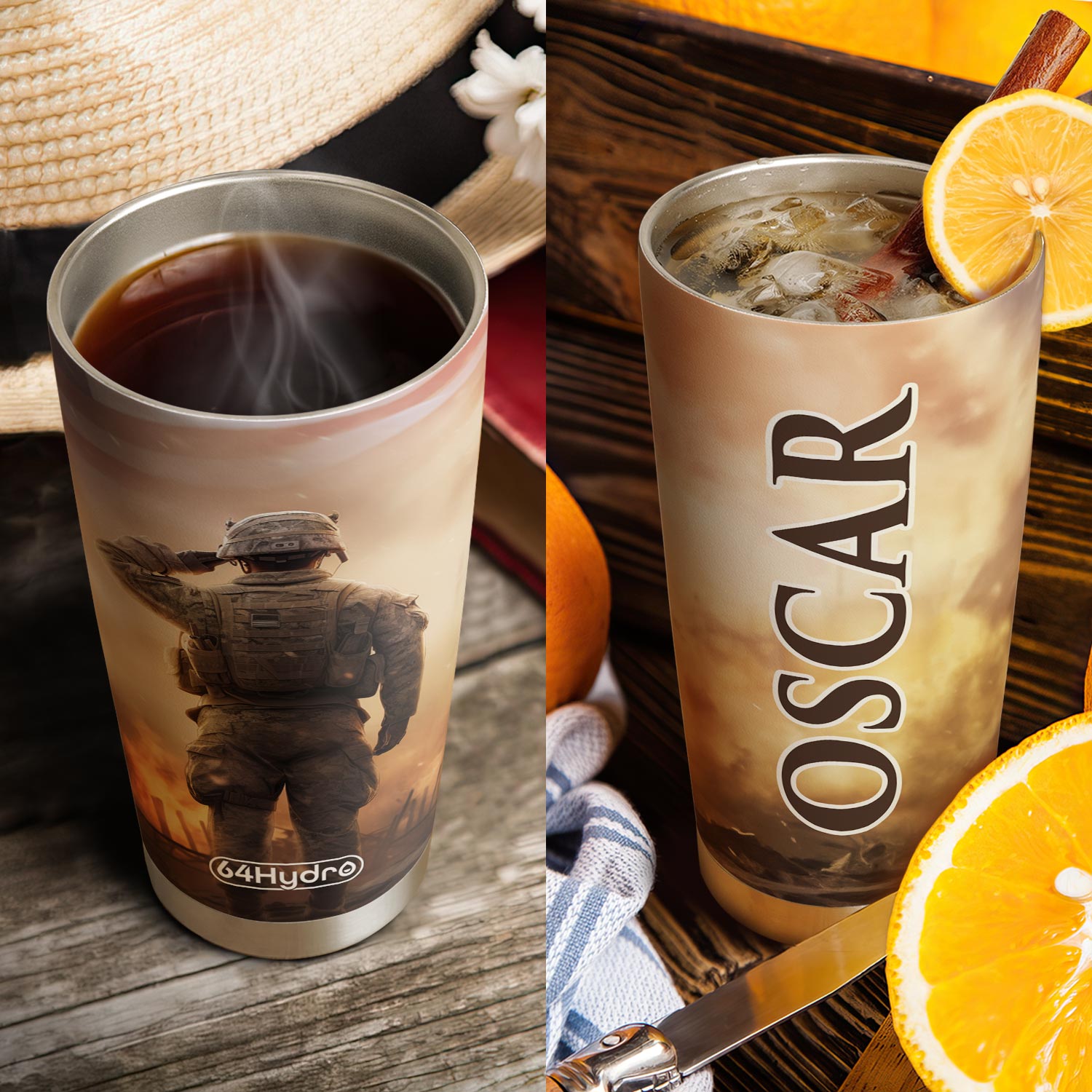 Veteran Hand Salute HTRZ28083725TX Stainless Steel Tumbler