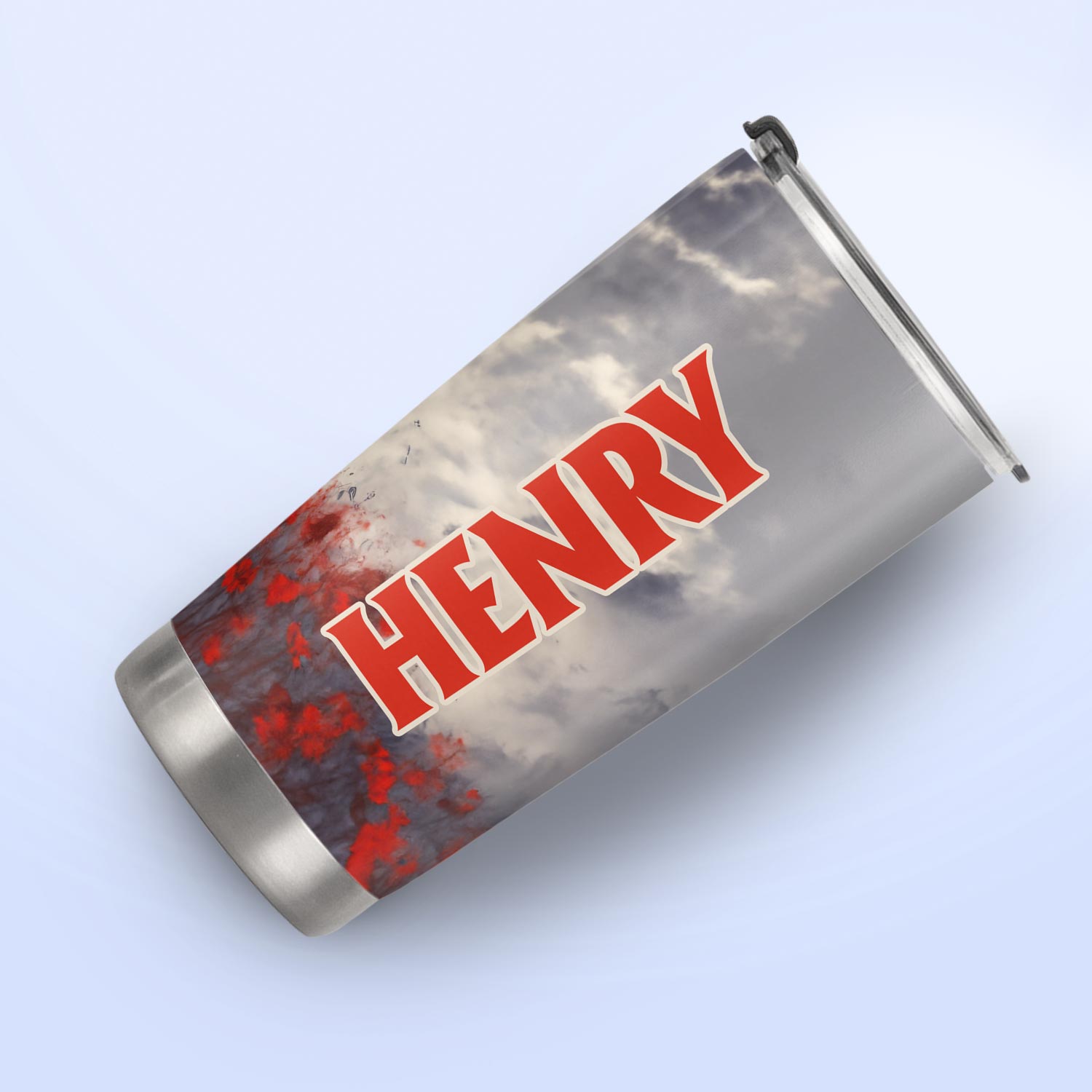 Veteran Walking Through Red Flower Field HTRZ24081667UB Stainless Steel Tumbler