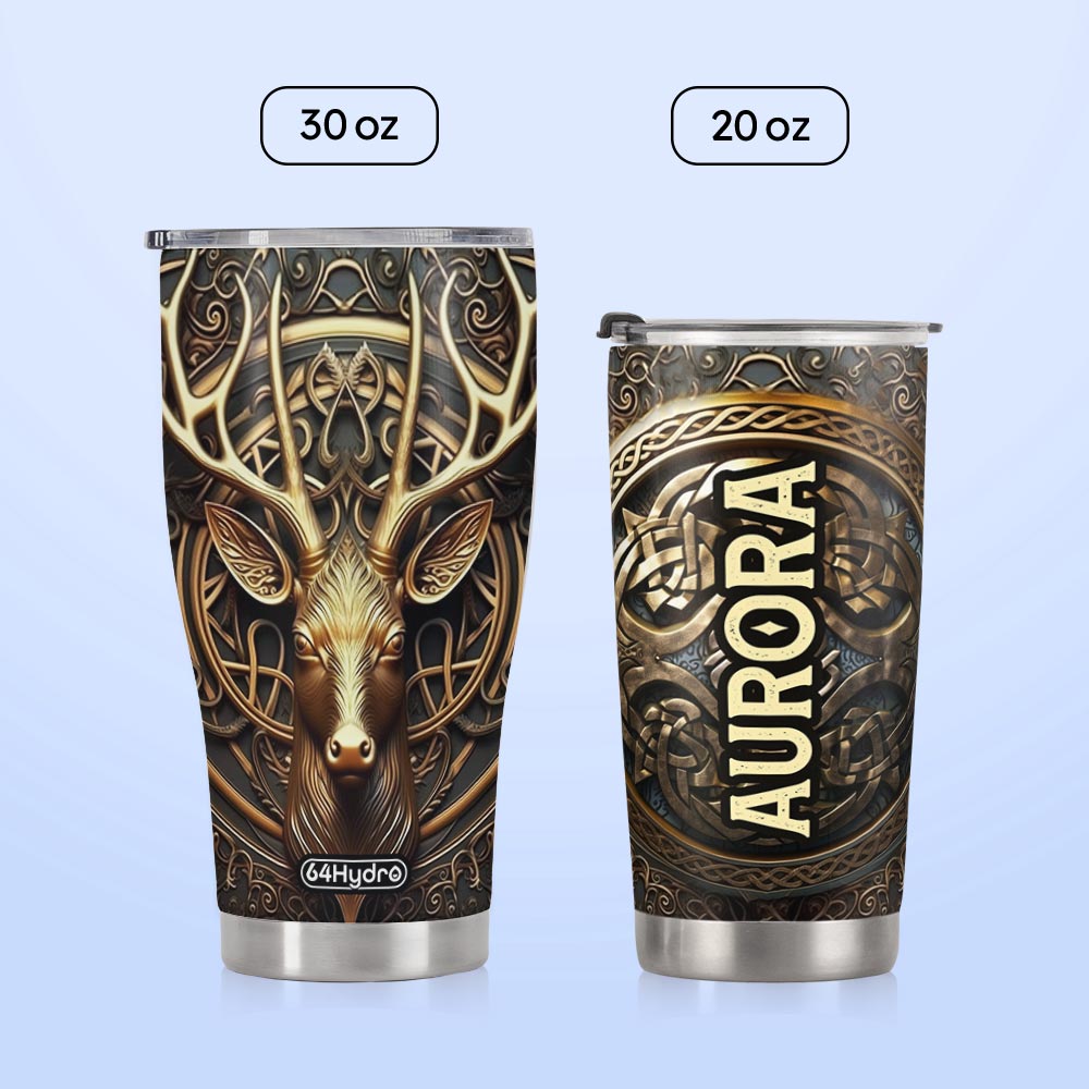 Viking Celtic Deer Golden Style HTRZ12091030EK Stainless Steel Tumbler