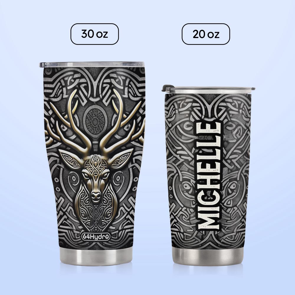 Viking Celtic Deer Metallic Style HTRZ12096764JB Stainless Steel Tumbler