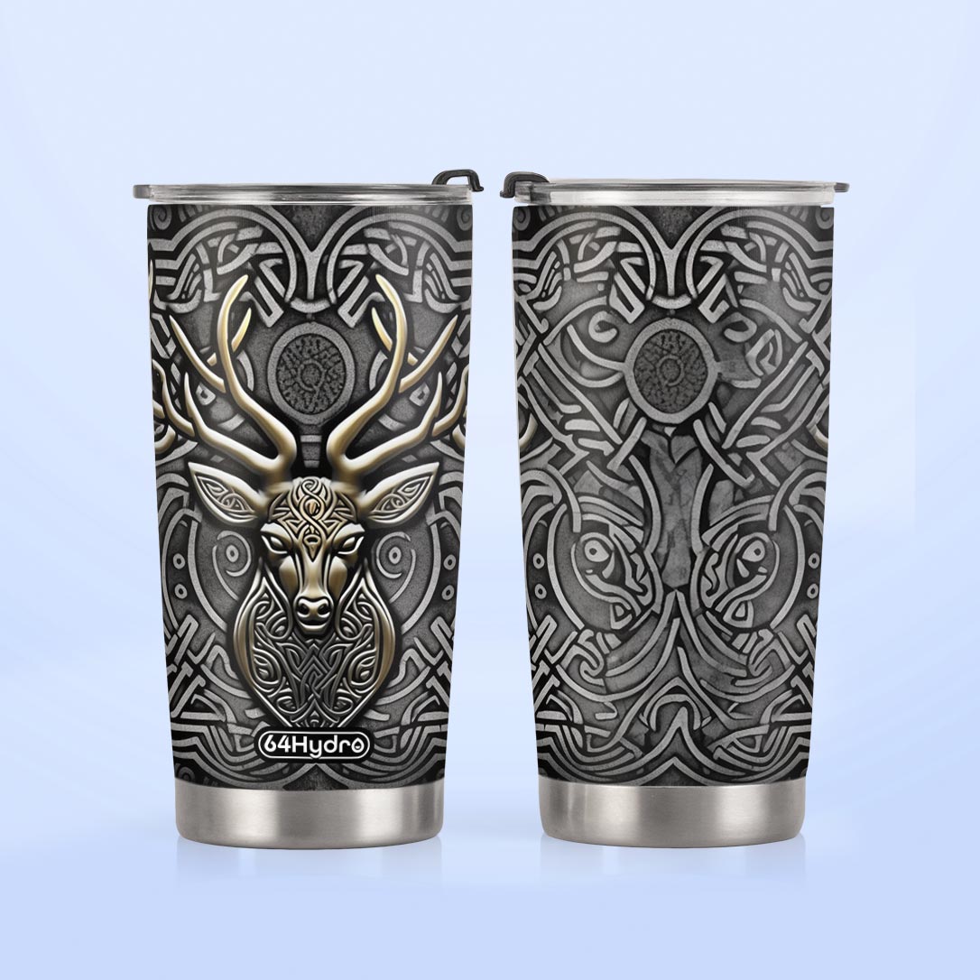 Viking Celtic Deer Metallic Style HTRZ12096764JB Stainless Steel Tumbler