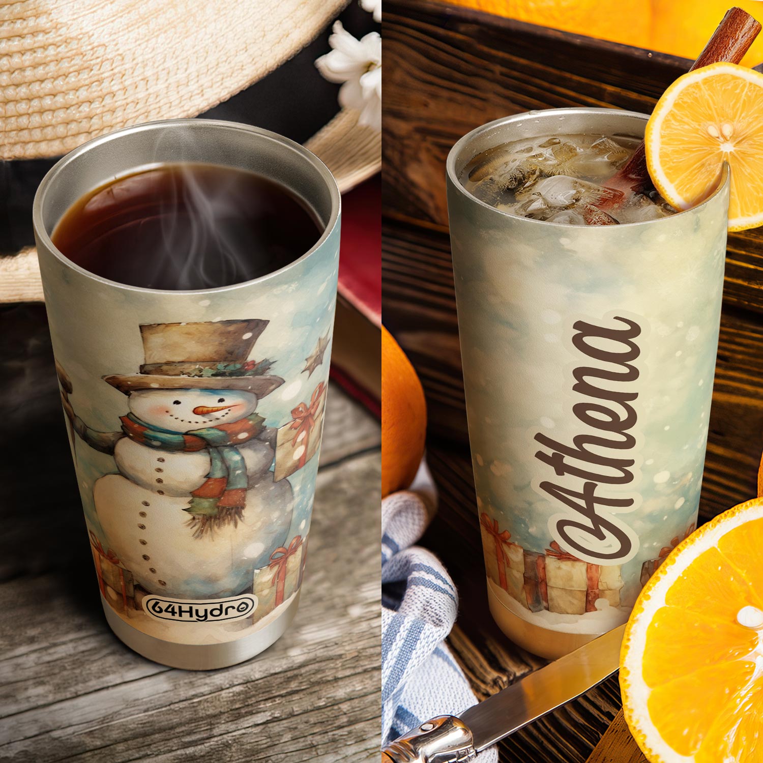 Vintage Snowman Christmas HTRZ19094580AS Stainless Steel Tumbler