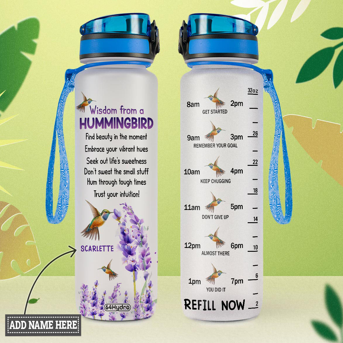 Wisdom From A Hummingbird HHRZ09088576PL Water Tracker Bottle