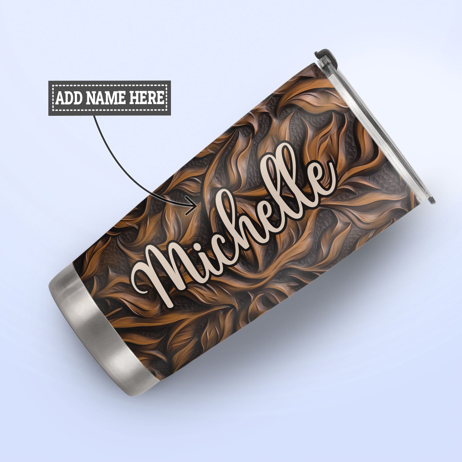 Wolf Leather Carving HHAY070723484 Stainless Steel Tumbler
